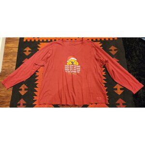 NEW Life Is Good Women's XXXL Crusher Tee Red V-Neck Santa Dog Graphic. Cotton